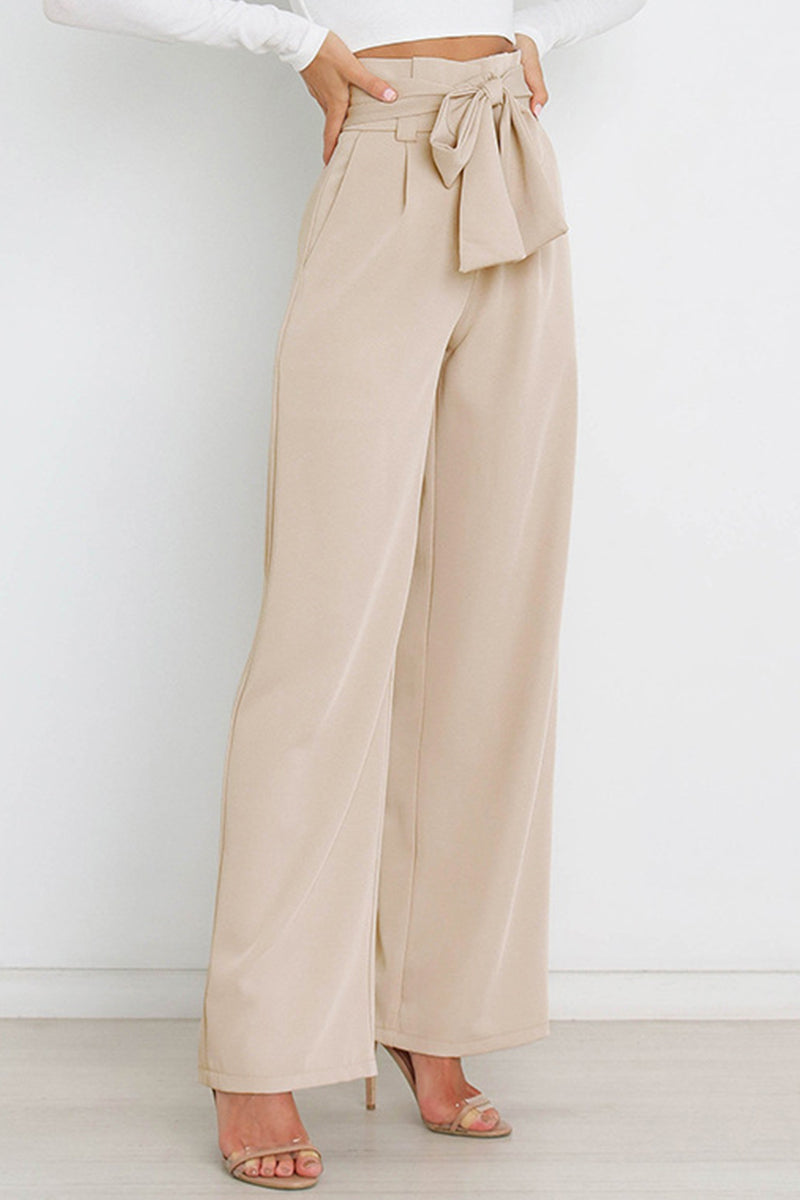 Pantalones de trabajo sencillos, lisos, con cinturón, sueltos, de cintura alta, rectos, de color liso (11 colores)