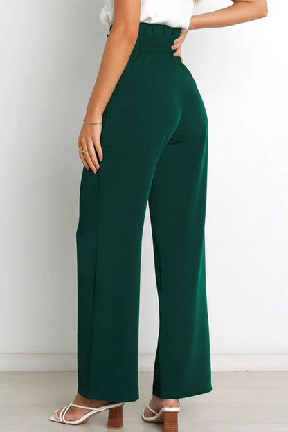 Pantalones de trabajo sencillos, lisos, con cinturón, sueltos, de cintura alta, rectos, de color liso (11 colores)