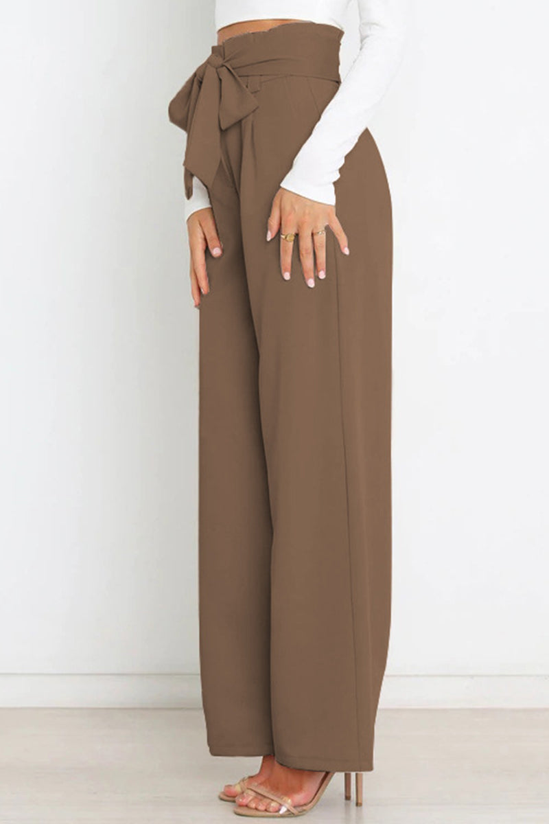 Pantalones de trabajo sencillos, lisos, con cinturón, sueltos, de cintura alta, rectos, de color liso (11 colores)