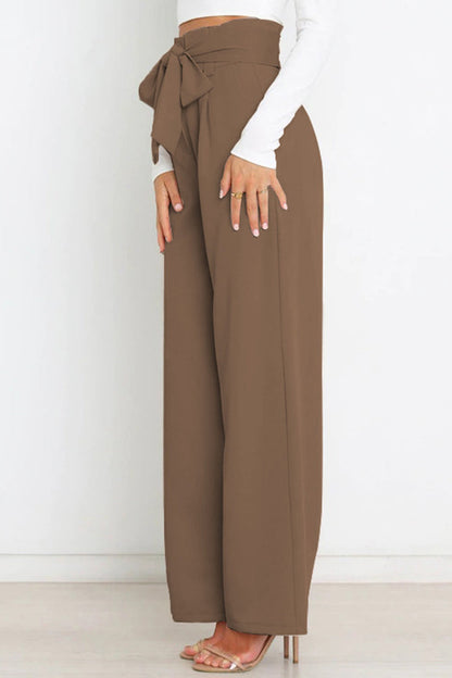 Pantalones de trabajo sencillos, lisos, con cinturón, sueltos, de cintura alta, rectos, de color liso (11 colores)