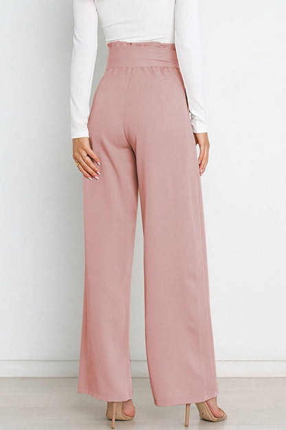 Pantalones de trabajo sencillos, lisos, con cinturón, sueltos, de cintura alta, rectos, de color liso (11 colores)