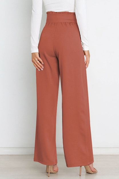 Pantalones de trabajo sencillos, lisos, con cinturón, sueltos, de cintura alta, rectos, de color liso (11 colores)