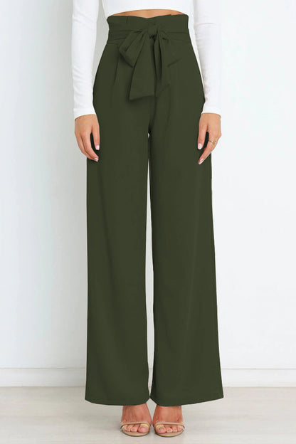 Pantalones de trabajo sencillos, lisos, con cinturón, sueltos, de cintura alta, rectos, de color liso (11 colores)