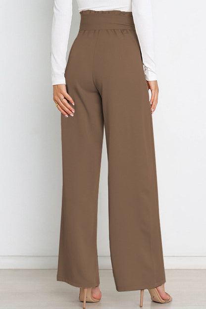 Pantalones de trabajo sencillos, lisos, con cinturón, sueltos, de cintura alta, rectos, de color liso (11 colores)