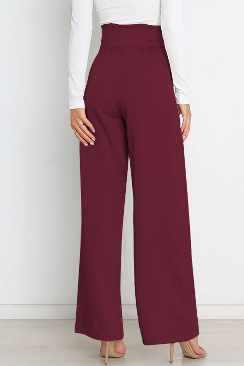 Pantalones de trabajo sencillos, lisos, con cinturón, sueltos, de cintura alta, rectos, de color liso (11 colores)