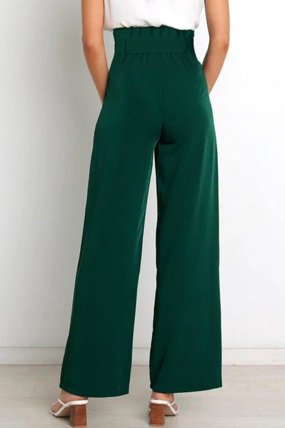 Pantalones de trabajo sencillos, lisos, con cinturón, sueltos, de cintura alta, rectos, de color liso (11 colores)