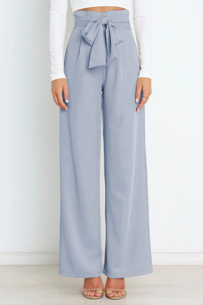 Pantalones de trabajo sencillos, lisos, con cinturón, sueltos, de cintura alta, rectos, de color liso (11 colores)