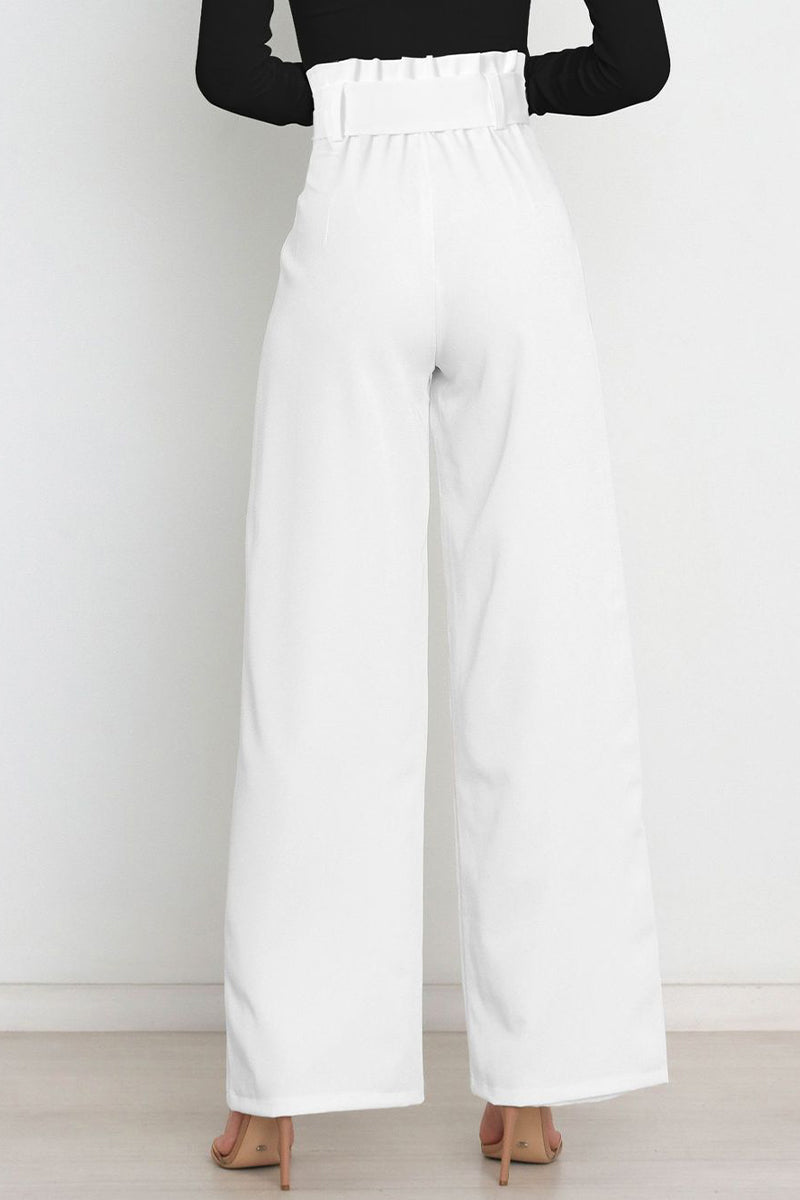 Pantalones de trabajo sencillos, lisos, con cinturón, sueltos, de cintura alta, rectos, de color liso (11 colores)