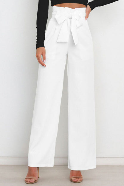Pantalones de trabajo sencillos, lisos, con cinturón, sueltos, de cintura alta, rectos, de color liso (11 colores)