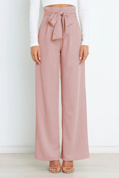 Pantalones de trabajo sencillos, lisos, con cinturón, sueltos, de cintura alta, rectos, de color liso (11 colores)