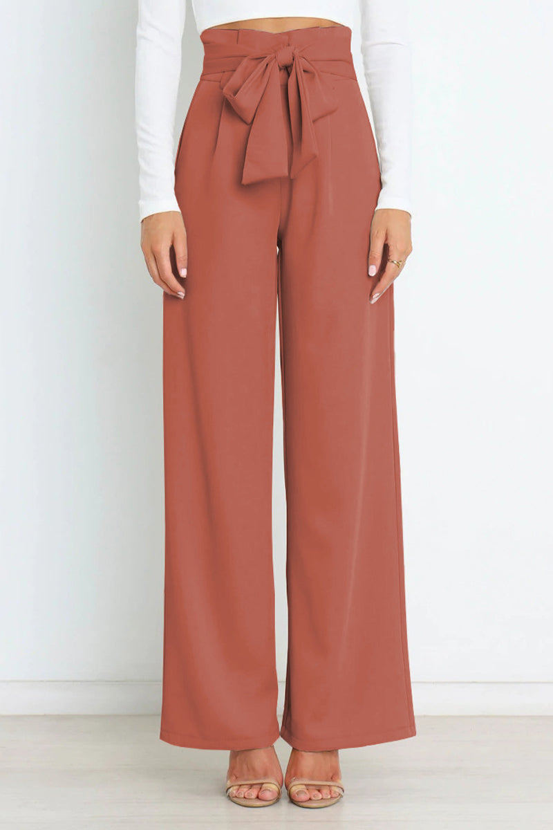 Pantalones de trabajo sencillos, lisos, con cinturón, sueltos, de cintura alta, rectos, de color liso (11 colores)