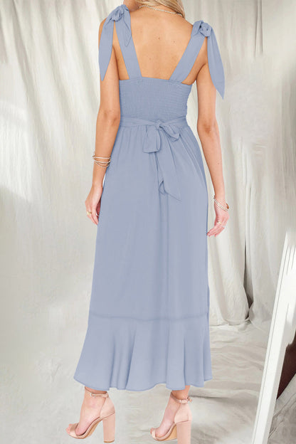 Vestidos elegantes y sencillos de corte A con aberturas en colores lisos y cuello cuadrado (10 colores)