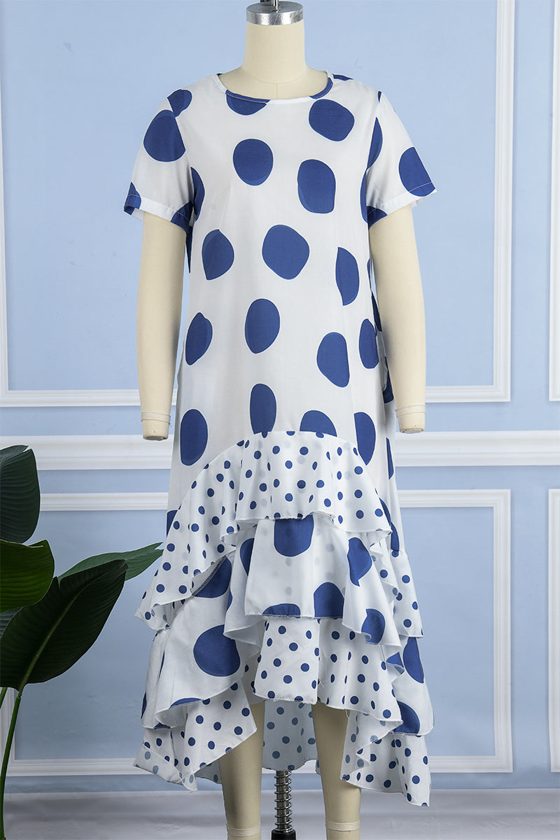 Vestido casual con estampado de patchwork de lunares (9 colores)