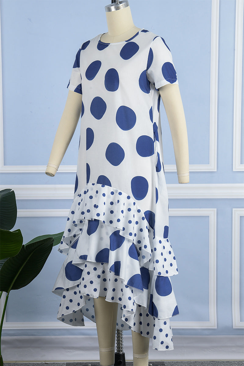 Vestido casual con estampado de patchwork de lunares (9 colores)
