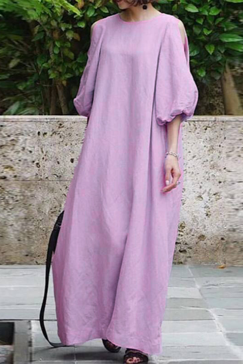 Vestidos casuales sencillos de cuello redondo (3 colores)