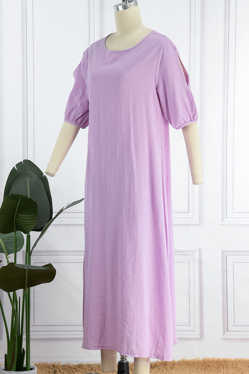 Vestidos casuales sencillos de cuello redondo (3 colores)