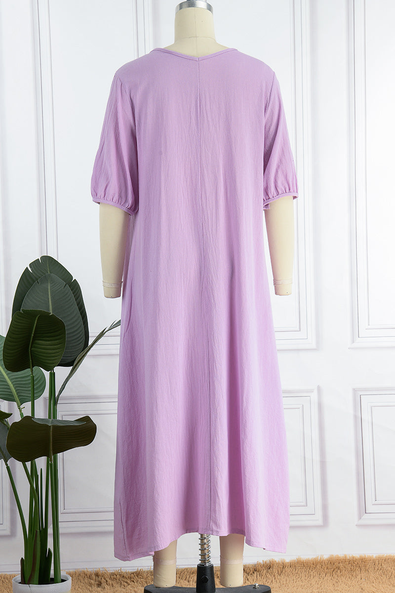 Vestidos casuales sencillos de cuello redondo (3 colores)