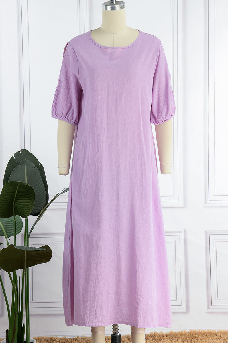Vestidos casuales sencillos de cuello redondo (3 colores)