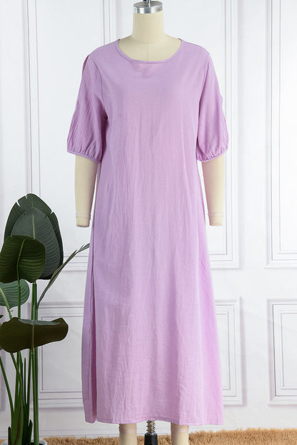 Vestidos casuales sencillos de cuello redondo (3 colores)