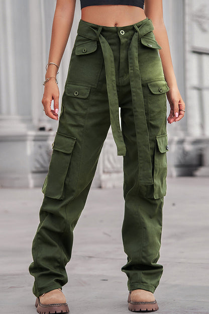 Pantalones de patchwork lisos, sueltos y rectos con bolsillos (4 colores)