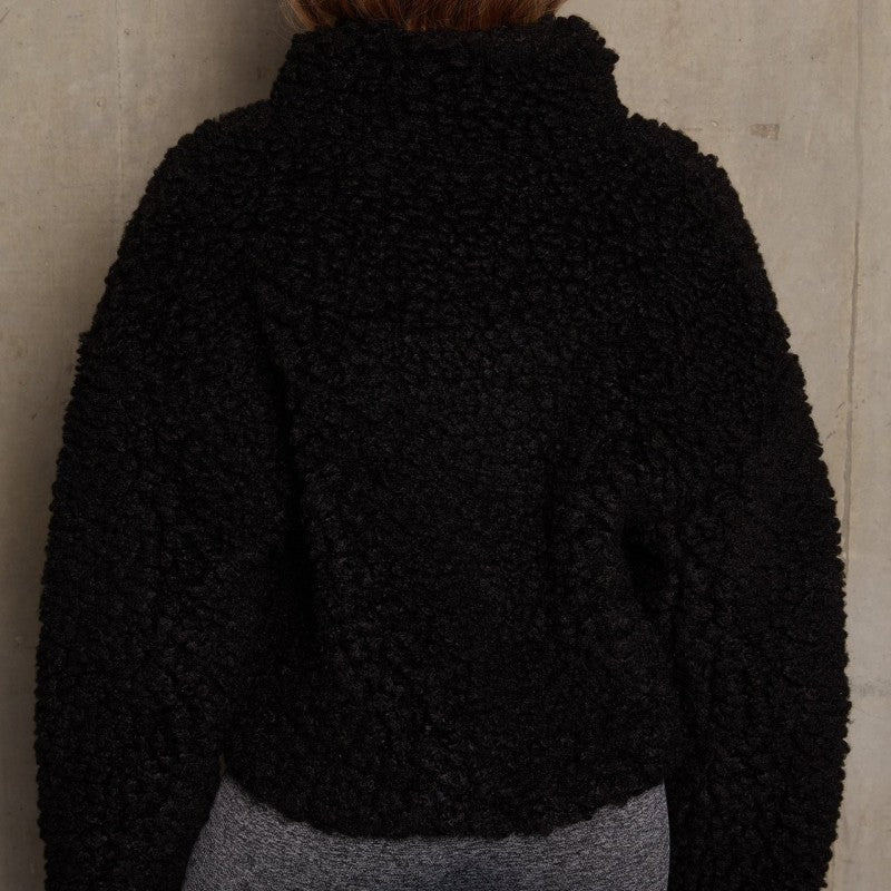 Prendas de abrigo básicas informales con cuello y cremallera de patchwork liso