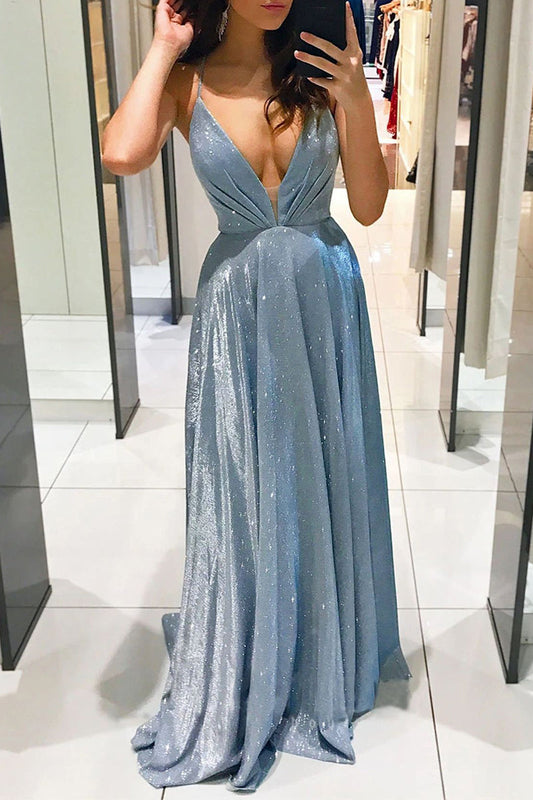 Vestidos de princesa elegantes de celebridades, lisos, sin espalda, con escote en V (3 colores)