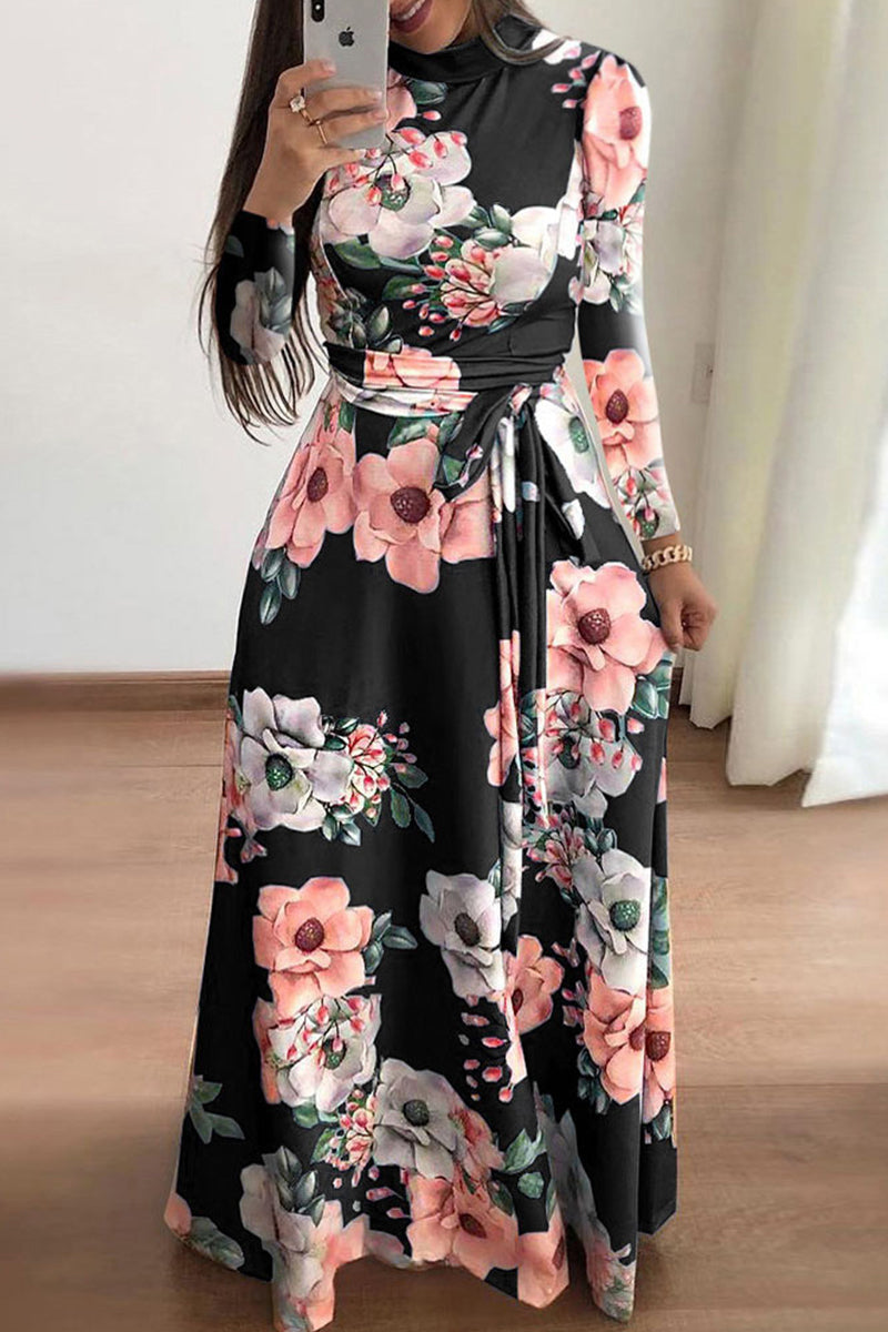 Elegante vestido asimétrico con cuello mandarín y estampado patchwork (3 colores)