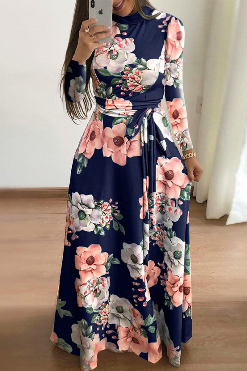 Elegante vestido asimétrico con cuello mandarín y estampado patchwork (3 colores)