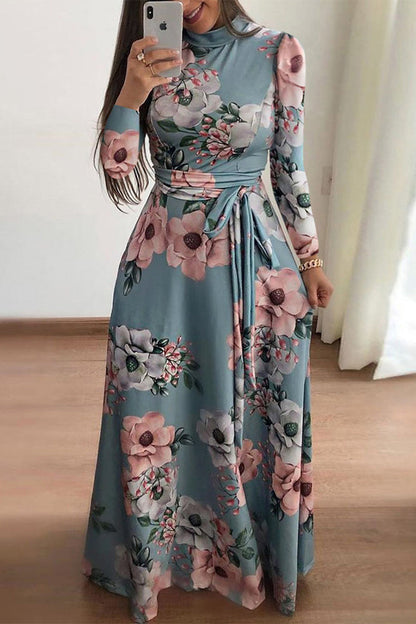 Elegante vestido asimétrico con cuello mandarín y estampado patchwork (3 colores)