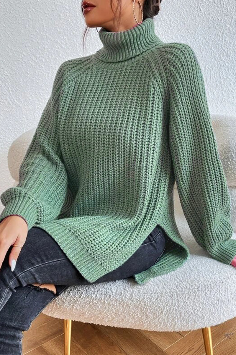 Suéteres casuales básicos de cuello alto lisos (5 colores)