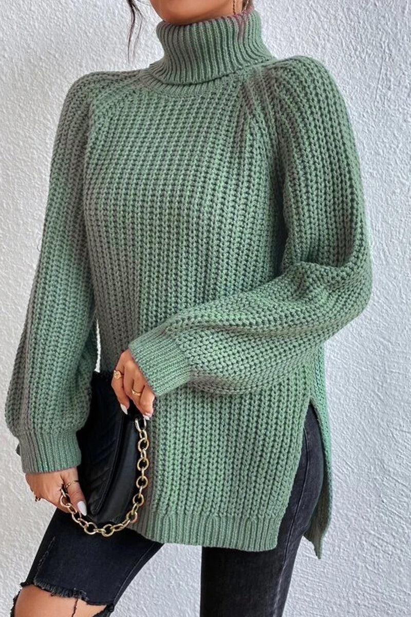 Suéteres casuales básicos de cuello alto lisos (5 colores)