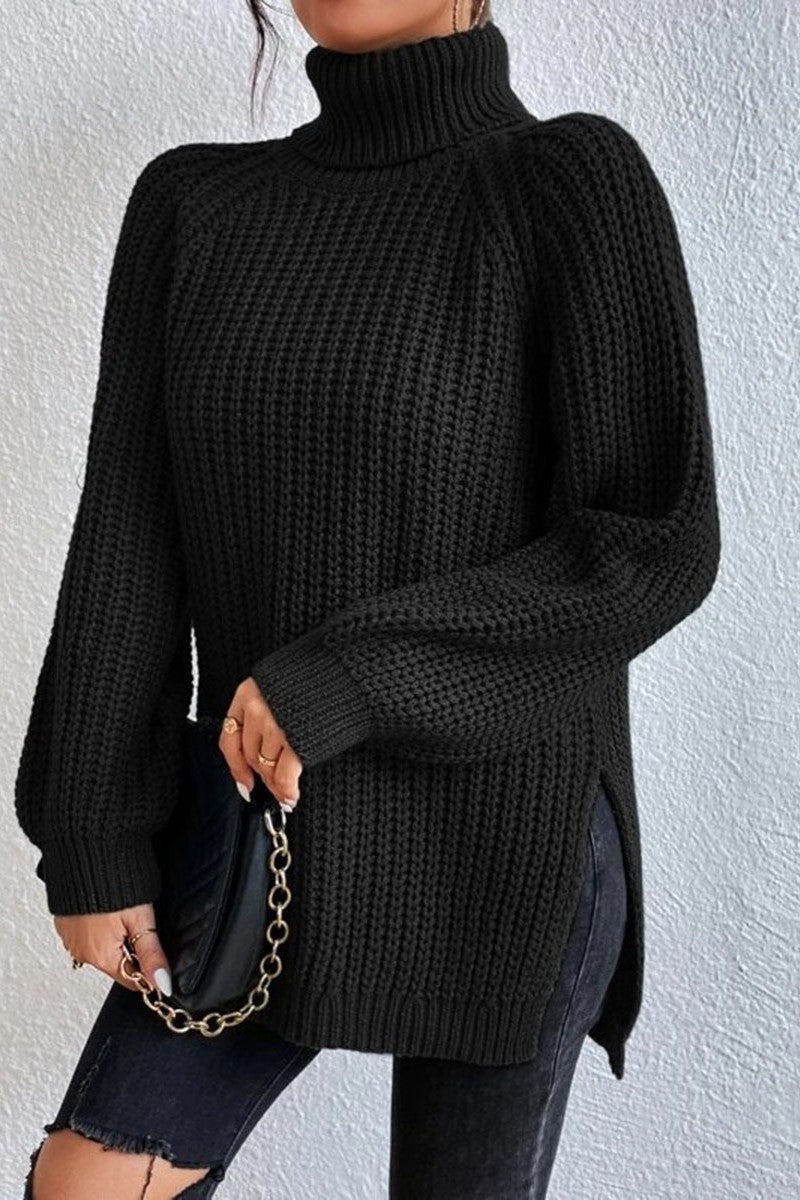 Suéteres casuales básicos de cuello alto lisos (5 colores)