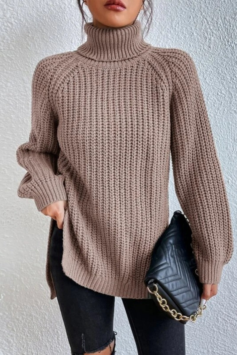 Suéteres casuales básicos de cuello alto lisos (5 colores)