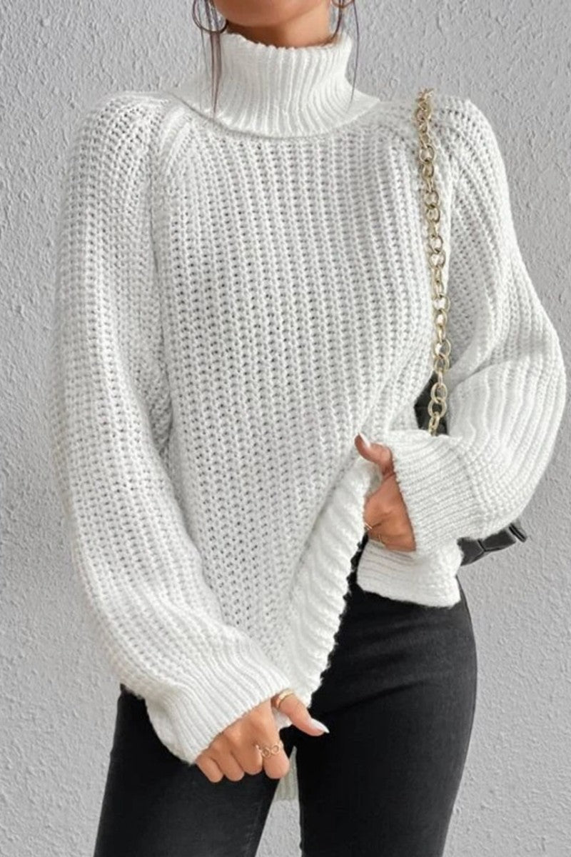 Suéteres casuales básicos de cuello alto lisos (5 colores)