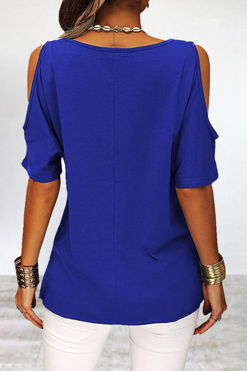 Camisetas informales sencillas, asimétricas y de cuello redondo (6 colores)