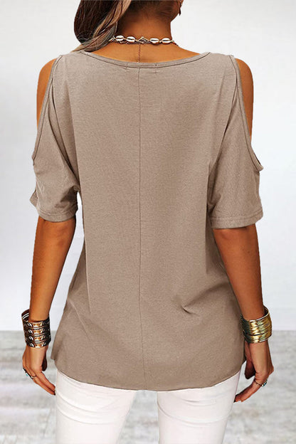 Camisetas informales sencillas de cuello redondo asimétricas y lisas