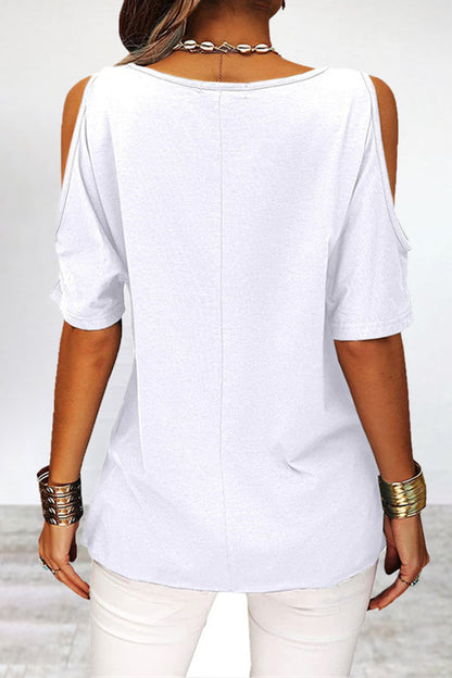 Camisetas informales sencillas de cuello redondo asimétricas y lisas