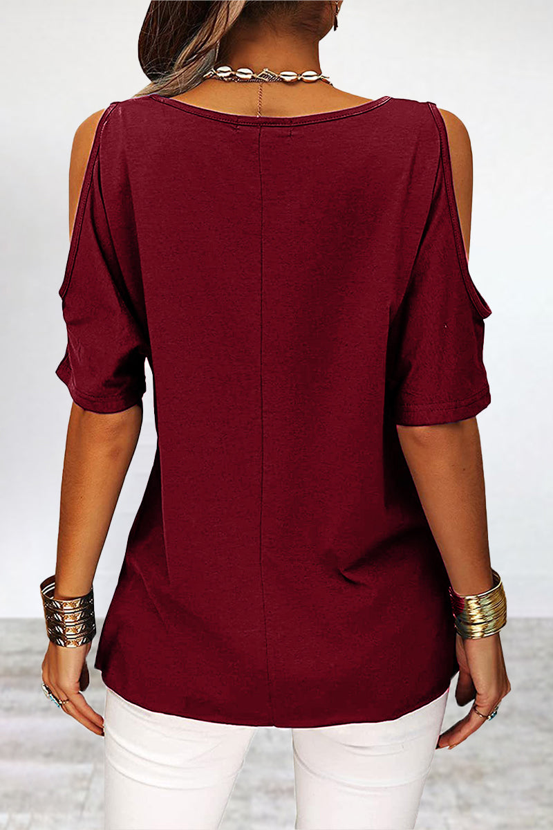 Camisetas informales sencillas de cuello redondo asimétricas y lisas