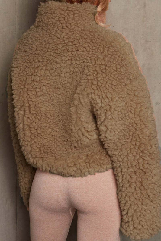 Prendas de abrigo básicas informales con cuello y cremallera de patchwork liso