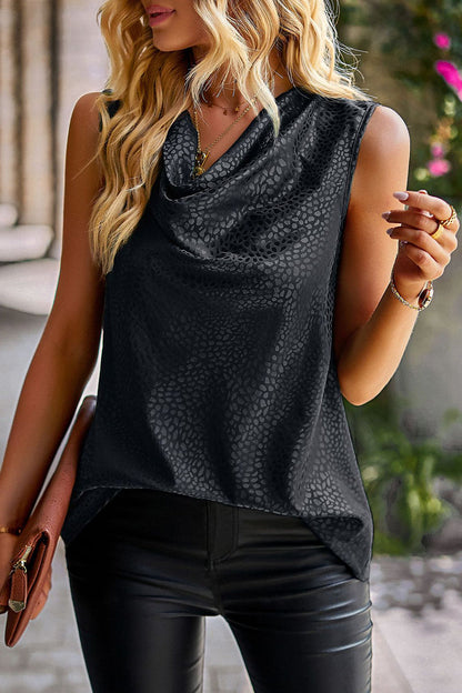Tops casuales dulces de cuello tipo bufanda con parches sólidos