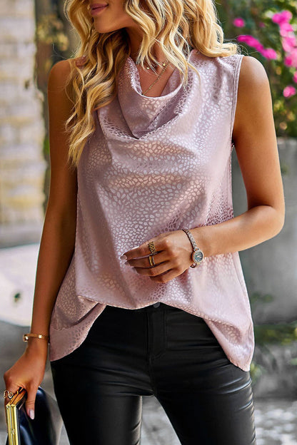 Tops casuales dulces de cuello tipo bufanda con parches sólidos