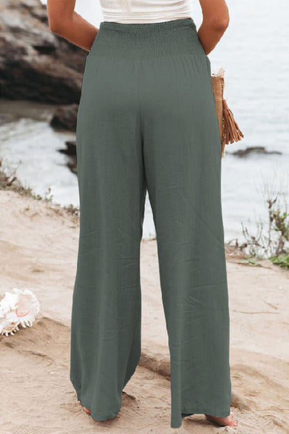 Casual Simplicity Solid Solid Color Loose Wide Leg Solid Color Bottoms
