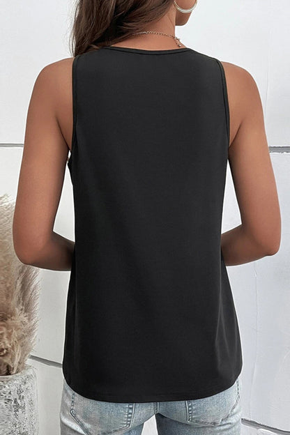 Tops casuales sencillos de cuello en V ahuecados y sólidos