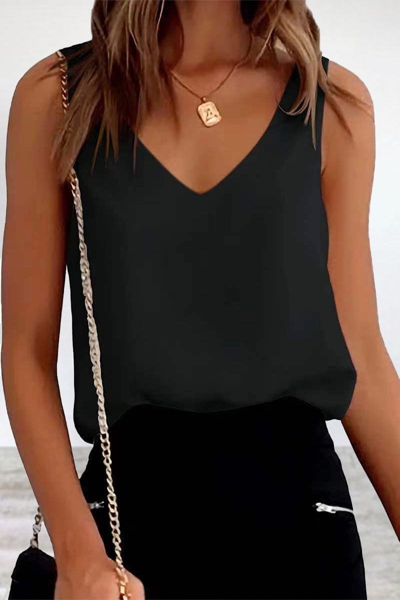 Tops de escote en V de colores sólidos y sensuales (6 colores)