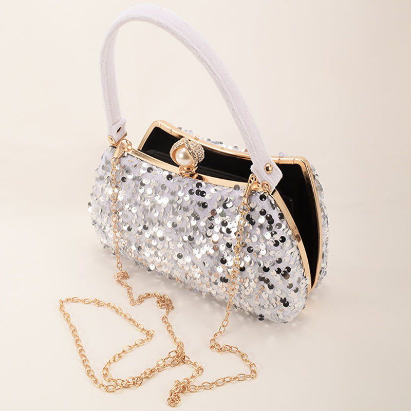 Bolsos formales de lentejuelas con patchwork