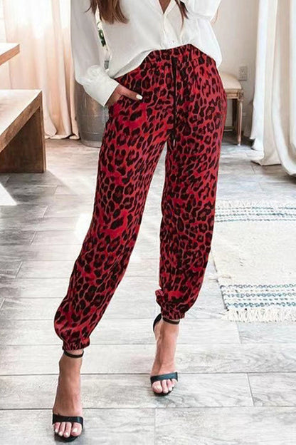 Pantalones casuales holgados con estampado de leopardo y patchwork (4 colores)