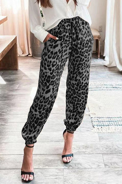 Pantalones casuales holgados con estampado de leopardo y patchwork (4 colores)