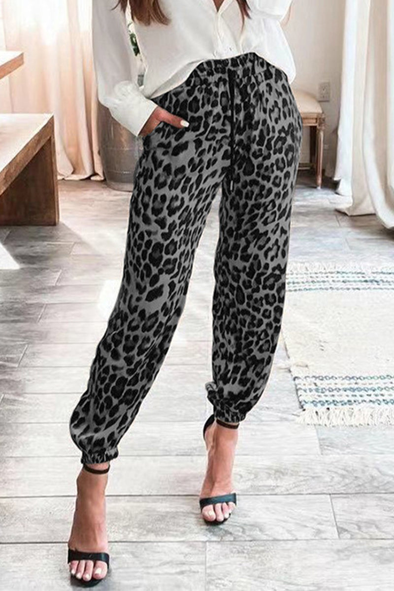 Pantalones casuales holgados con estampado de leopardo y patchwork (4 colores)