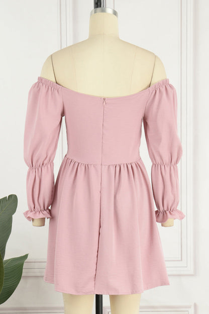 Elegante vestido de corte A, sencillo, liso, con lazo y hombros descubiertos (4 colores)