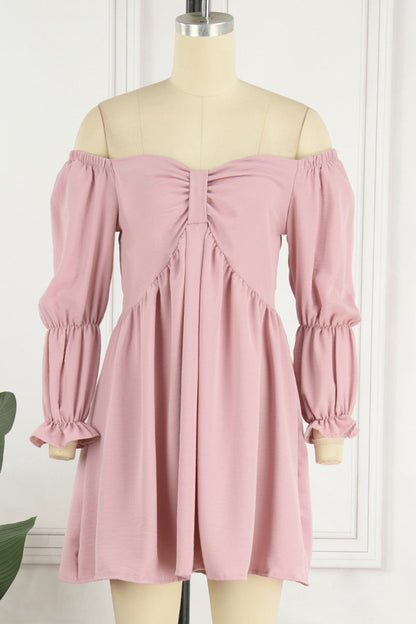 Elegante vestido de corte A, sencillo, liso, con lazo y hombros descubiertos (4 colores)